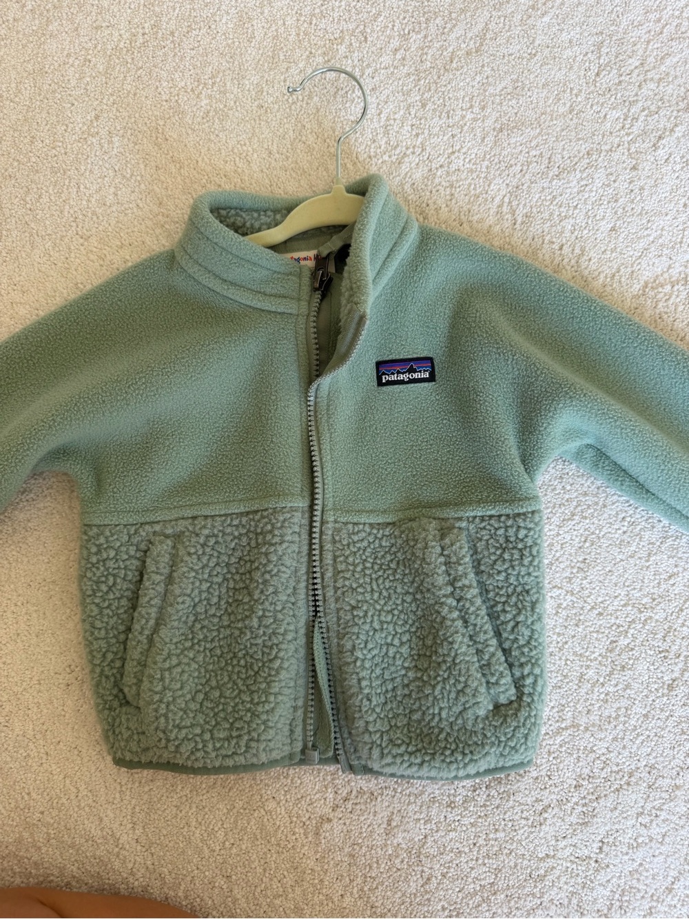 Patagonia Kids Sage Green Puffer-Style Fleece Jacket